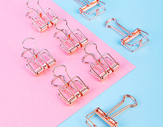 得力Deli玫瑰金簍空長尾夾