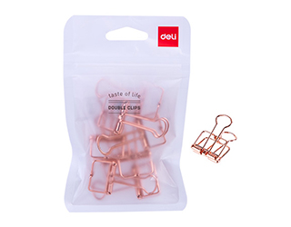 得力Deli玫瑰金簍空長尾夾