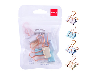 得力Deli玫瑰金彩色長尾夾