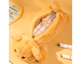 得力Deli黃油小熊butterbear絨毛造型筆袋