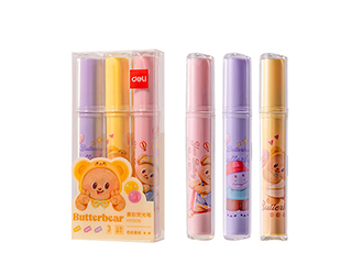 得力Deli黃油小熊butterbear柔彩螢光筆組