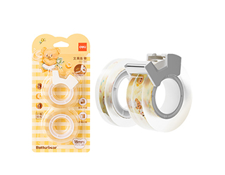 得力Deli黃油小熊butterbear小管芯文具膠帶附切割器