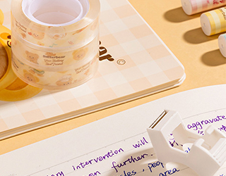 得力Deli黃油小熊butterbear小管芯文具膠帶附切割器